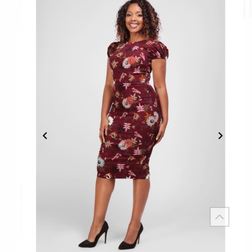 Forest Pencil Dress in Wine